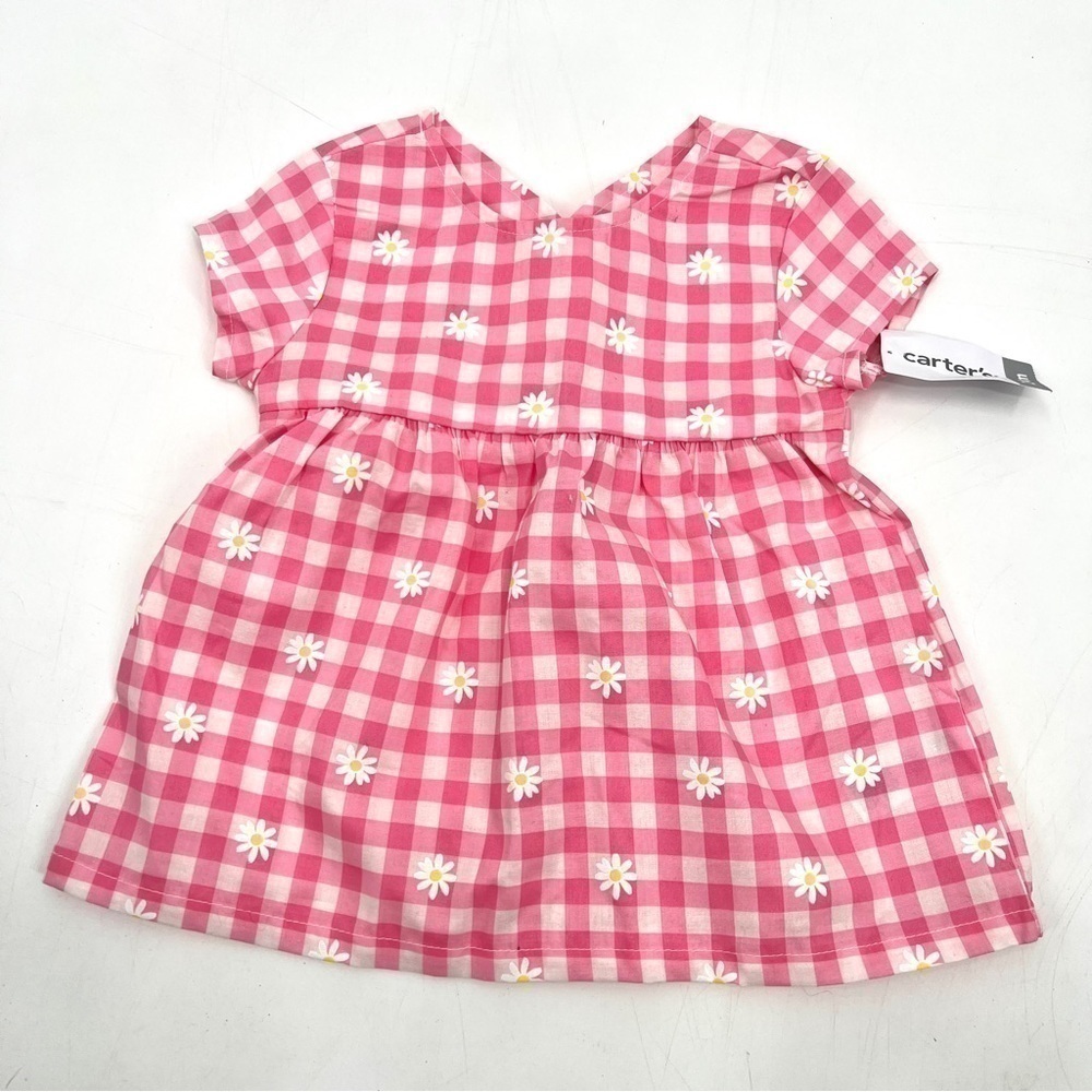 NWT CARTER'S Girl's Pink & White Gingham Checkered Lightweight Blouse Size 24M